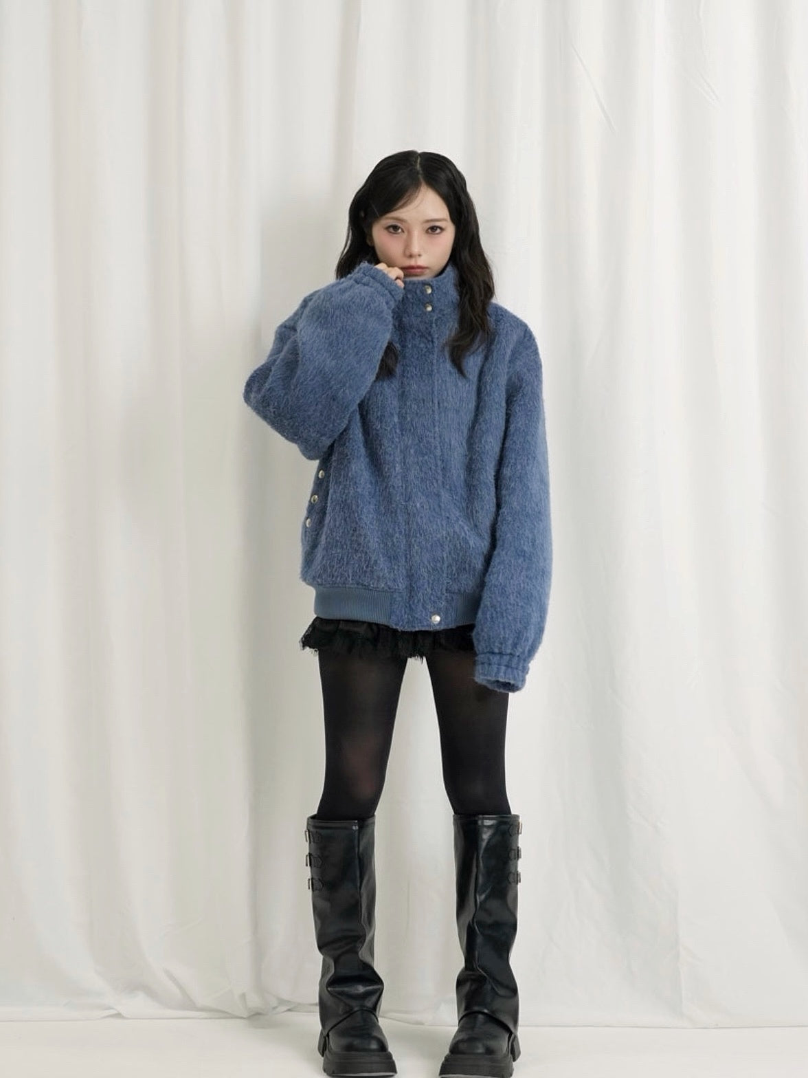 mohair snap blouson