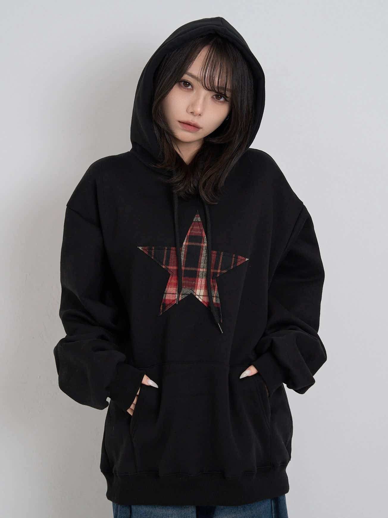 star check patch hoodie