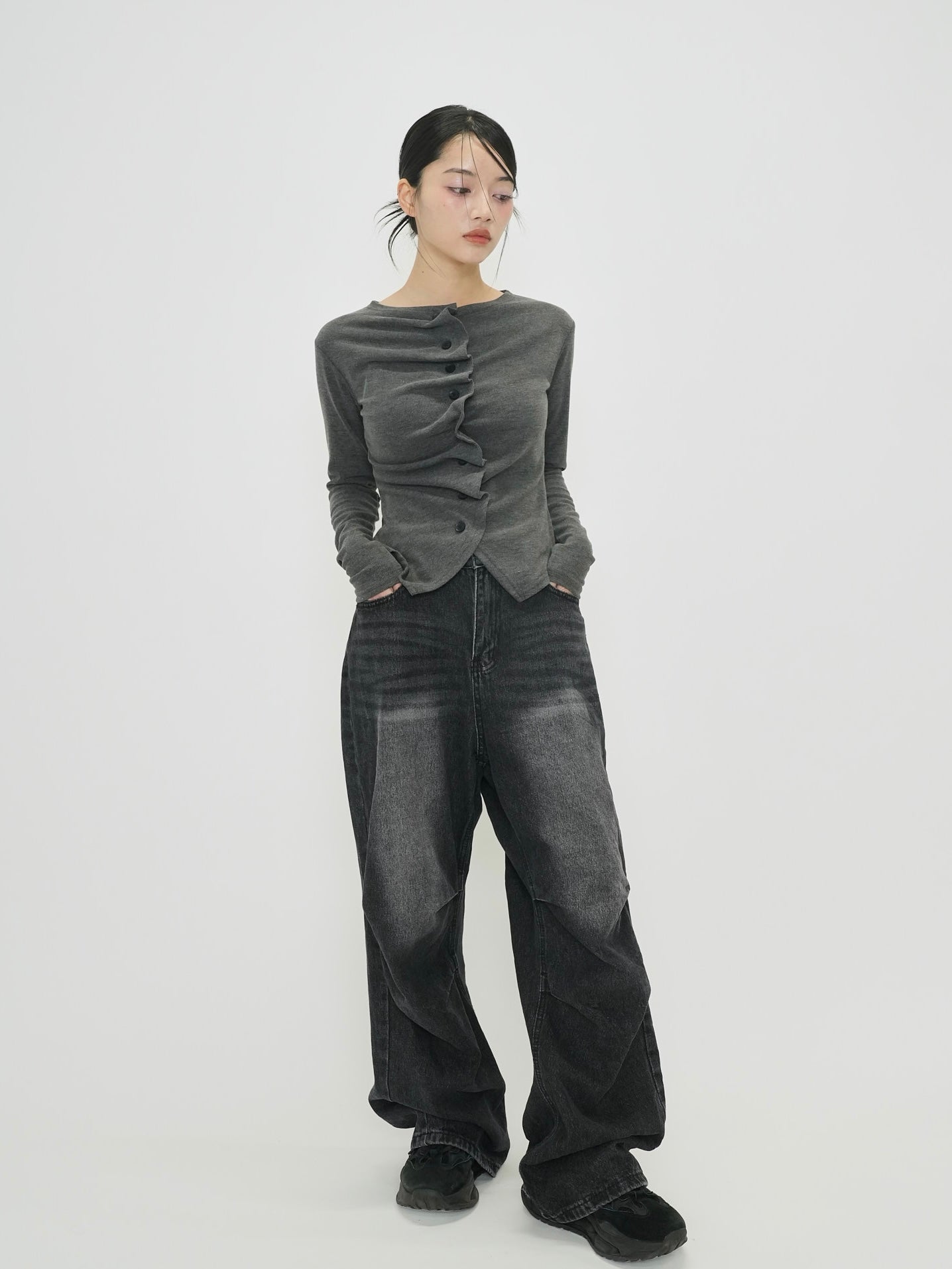 asymmetry frill blouse t