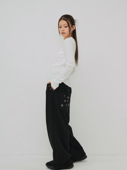 eyelet wide sweat pants