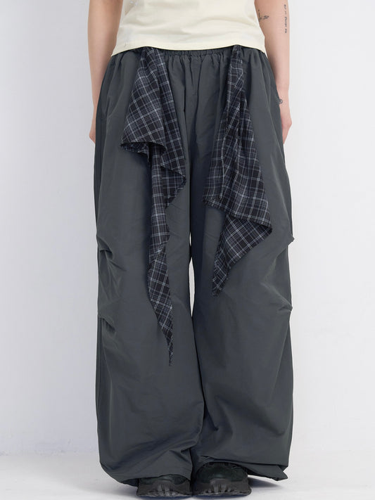 check loop wide pants