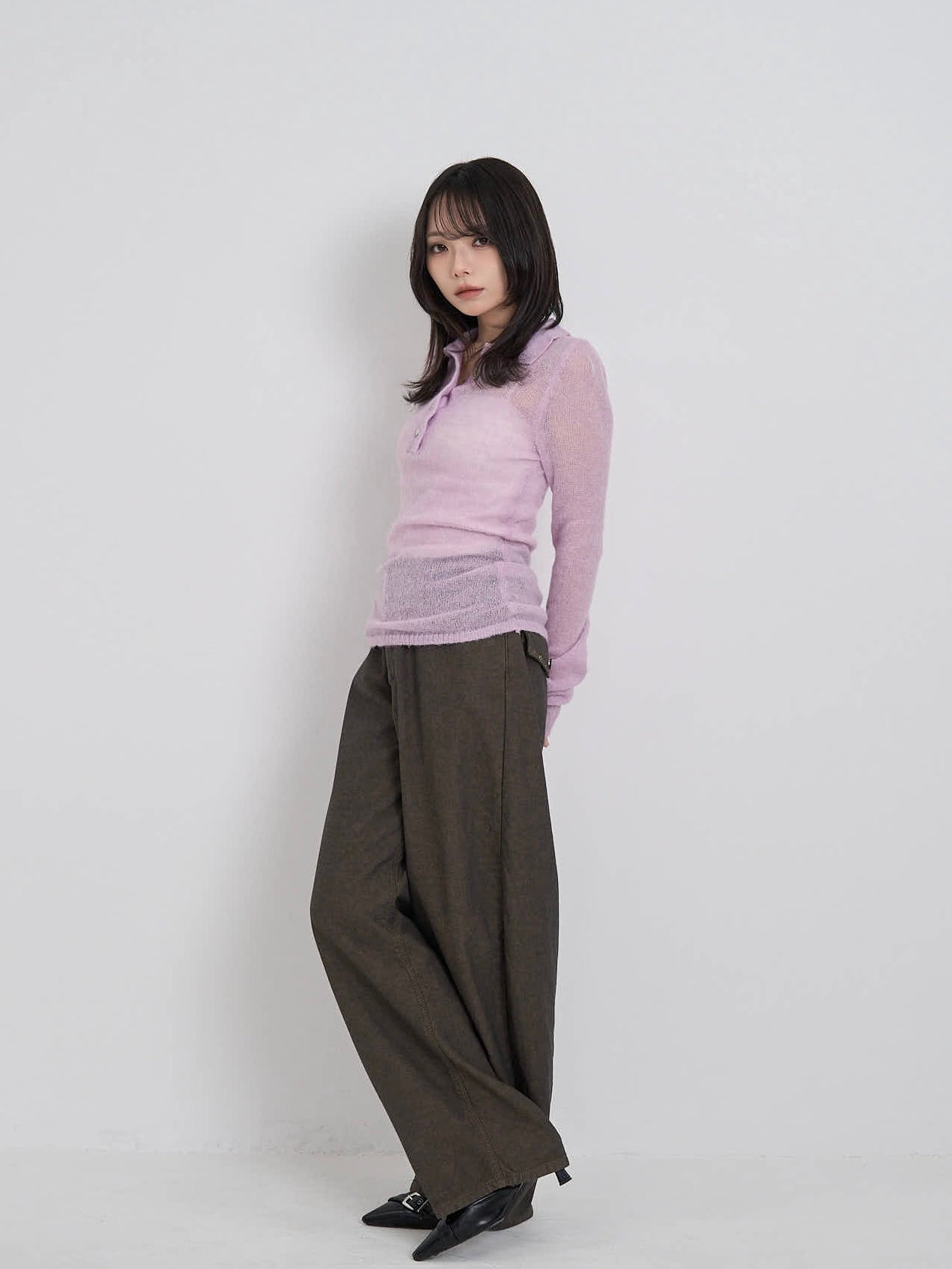 light sheer polo knit