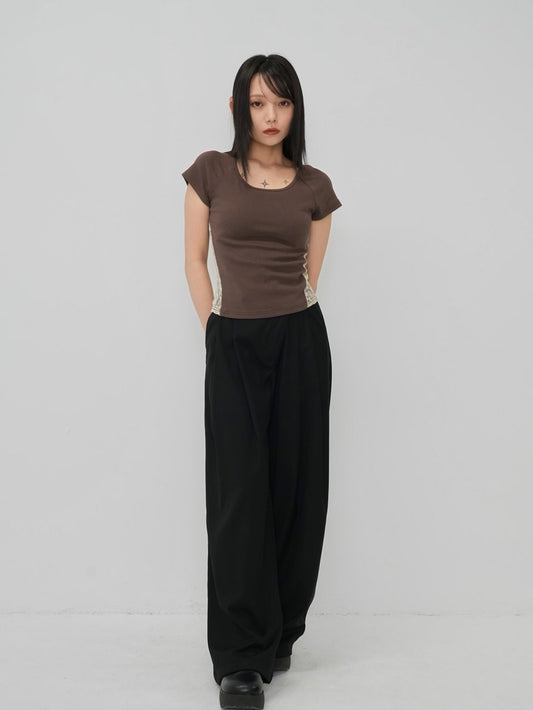 lace panel crop tops