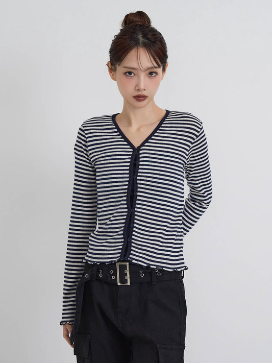 punching stripe cardigan