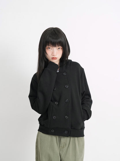 button front hooded jacket