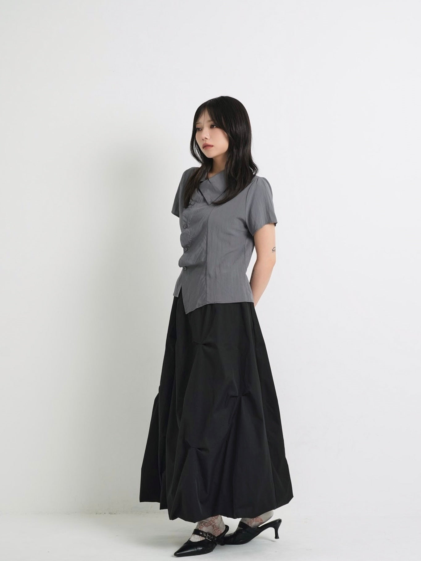pleated draped blouse