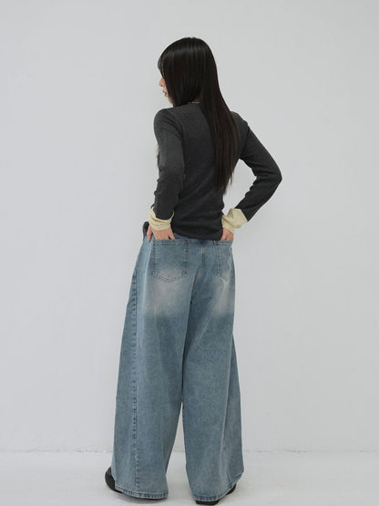 bicolor button round tops