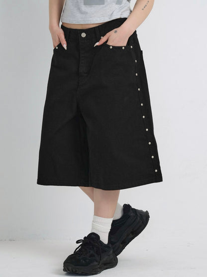 side stud bermuda pants