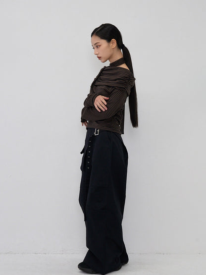 border offshoulder scarf tops