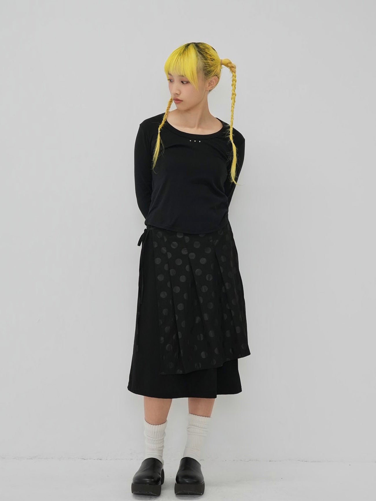 dot layered long skirt