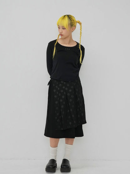 dot layered long skirt