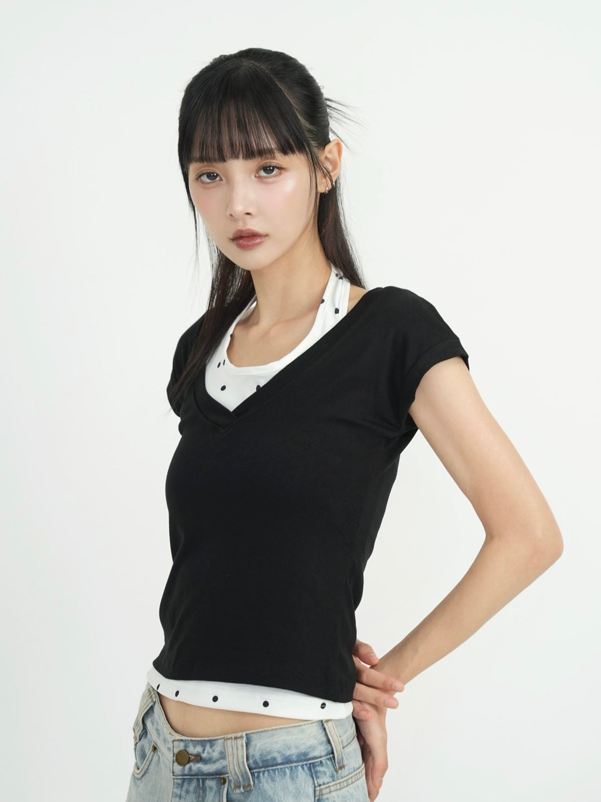 polka dot layered tops