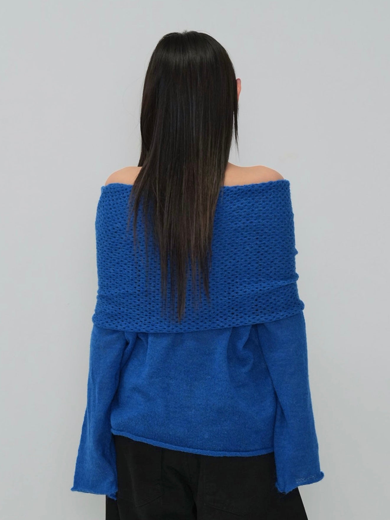 wool off shoulder knit