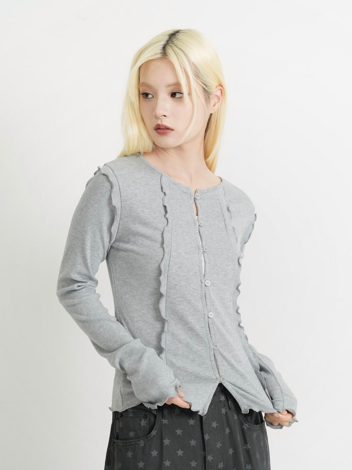 frill trim cardigan