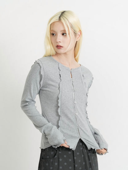 frill trim cardigan