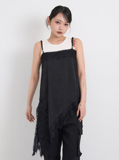 dot lace slip dress