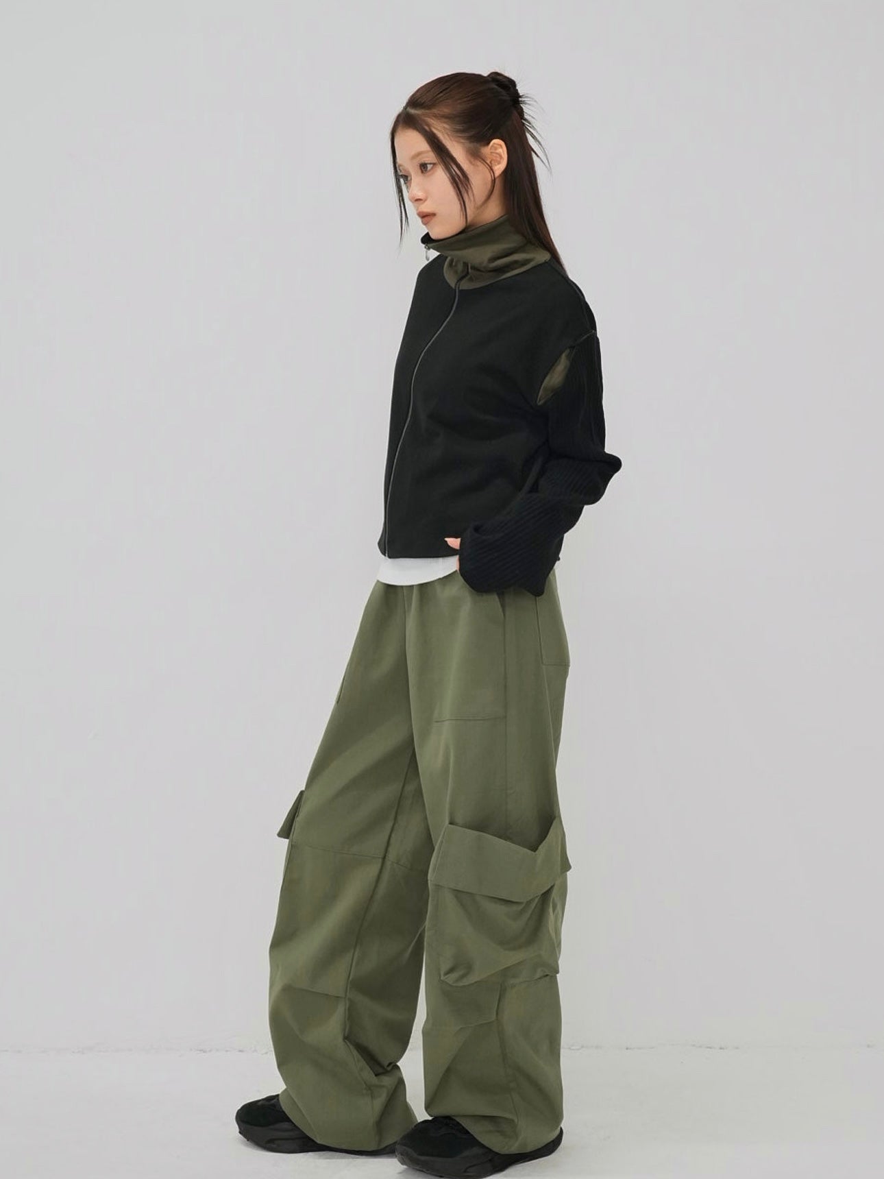 color block two way zip jacket