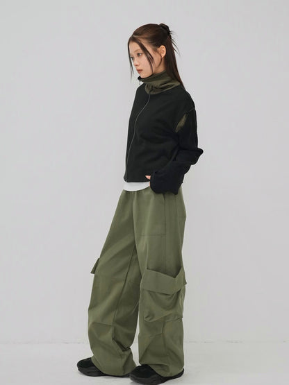 color block two way zip jacket