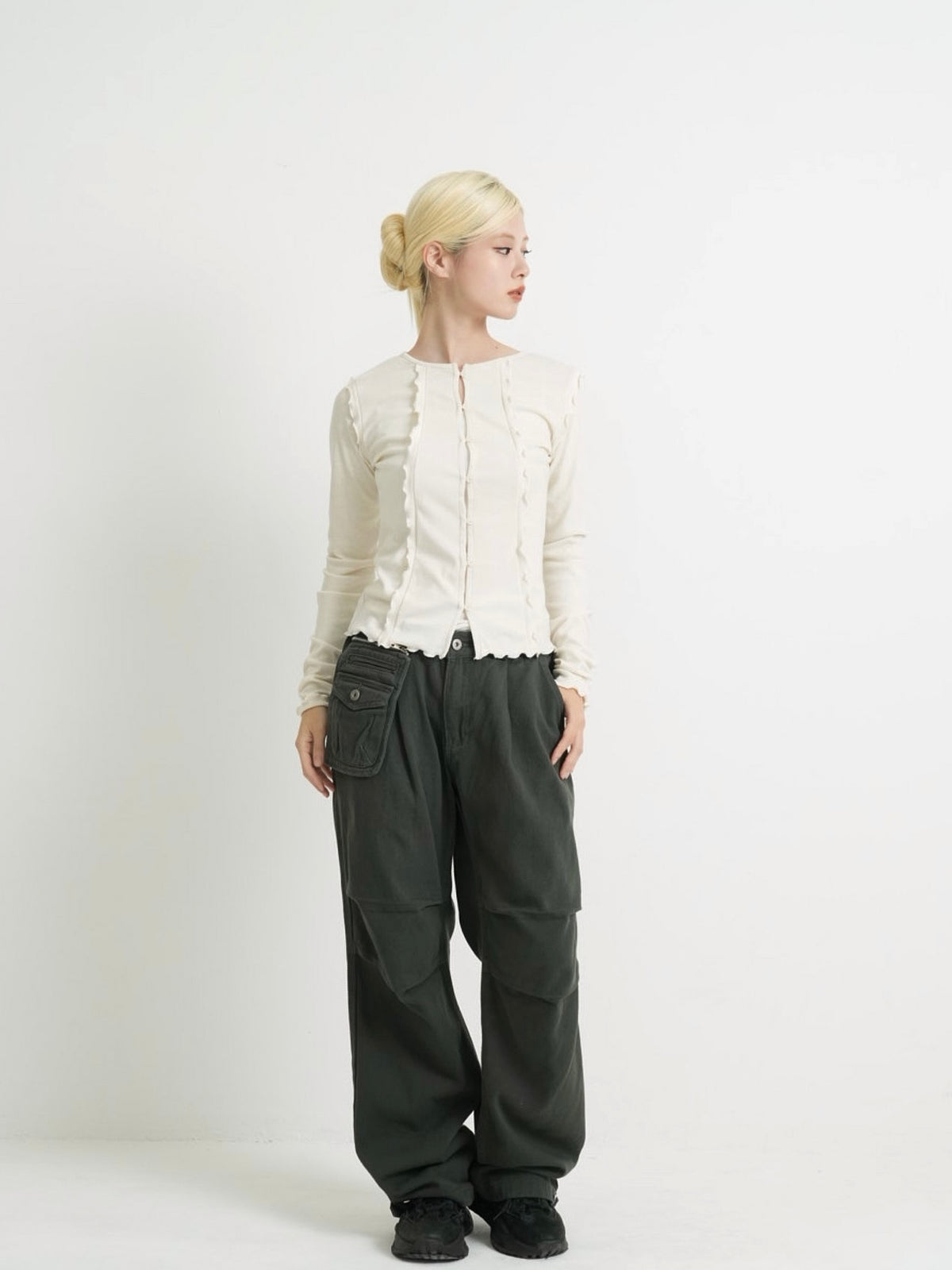 frill trim cardigan