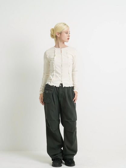 frill trim cardigan