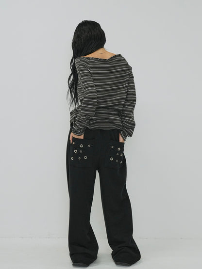 eyelet wide sweat pants