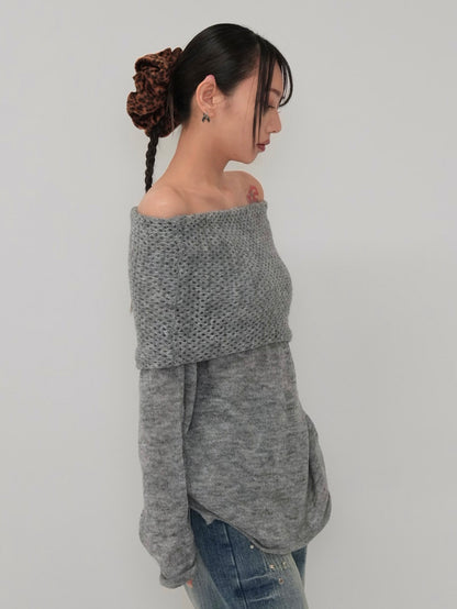 wool off shoulder knit