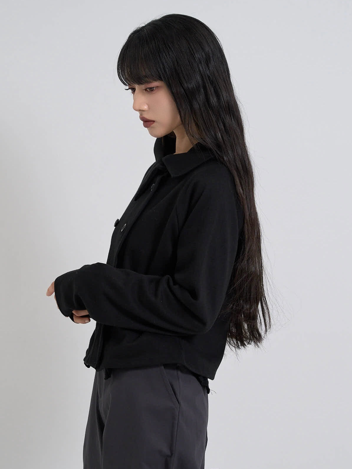 minimal double button cardigan