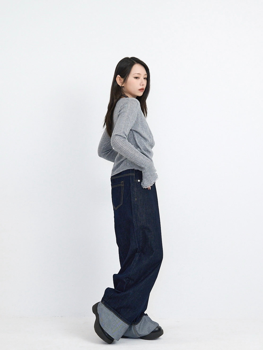loose wide denim pants
