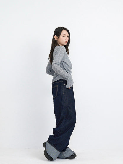 loose wide denim pants