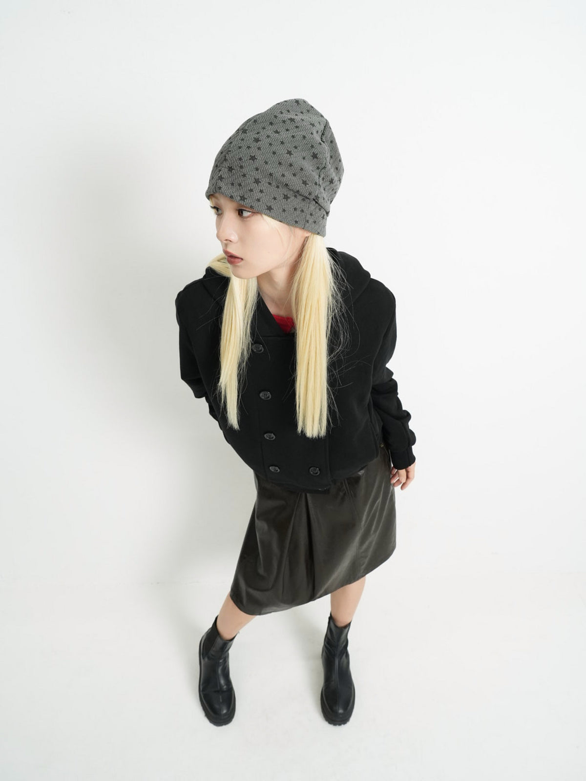 button front hooded jacket