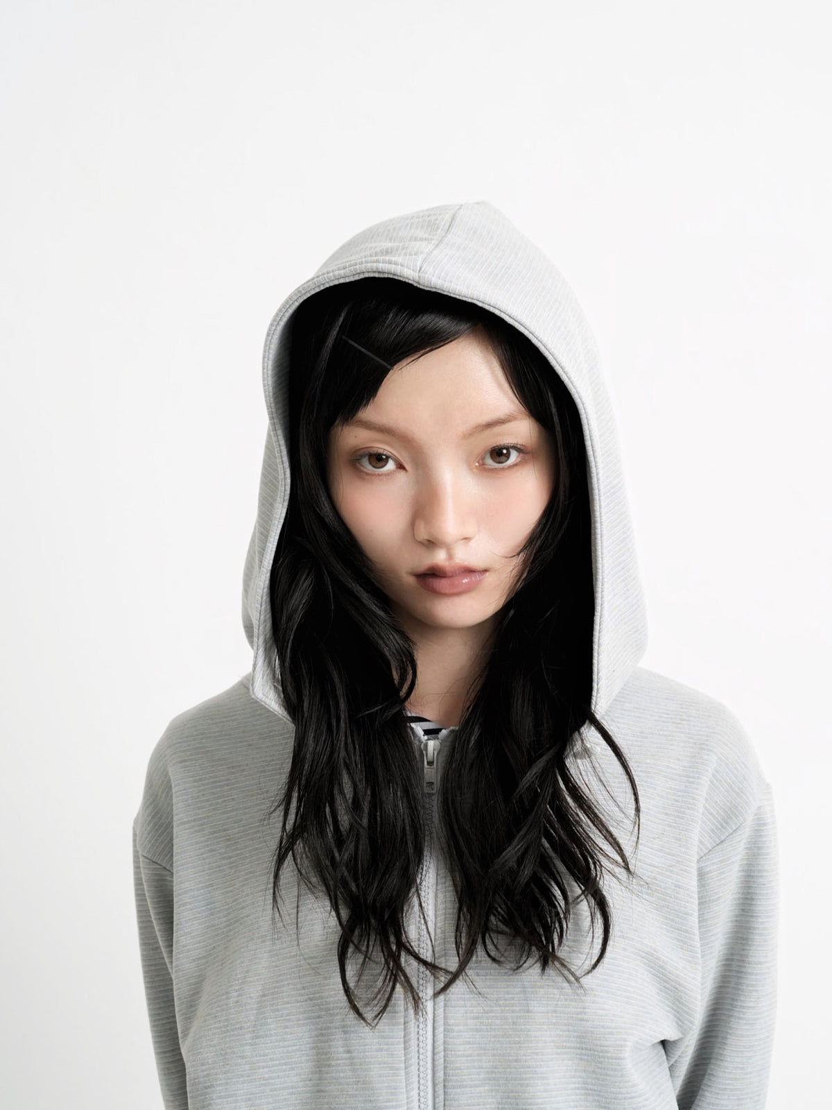 fleece zip button hood tops