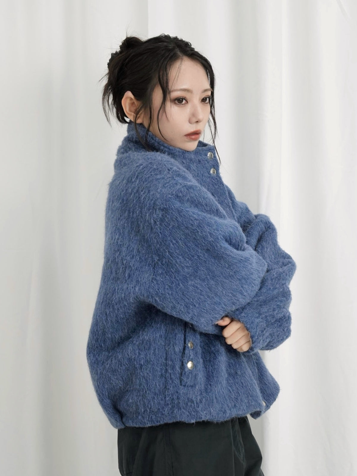 mohair snap blouson