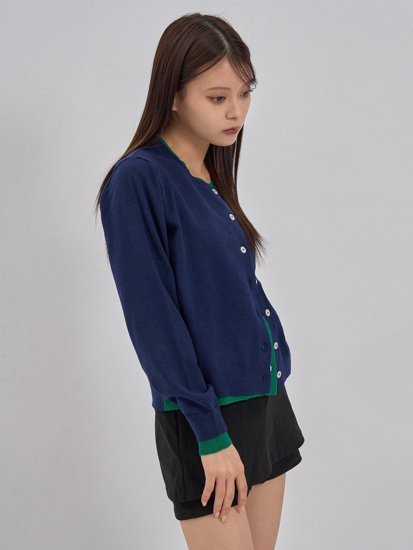 layered panel cardigan