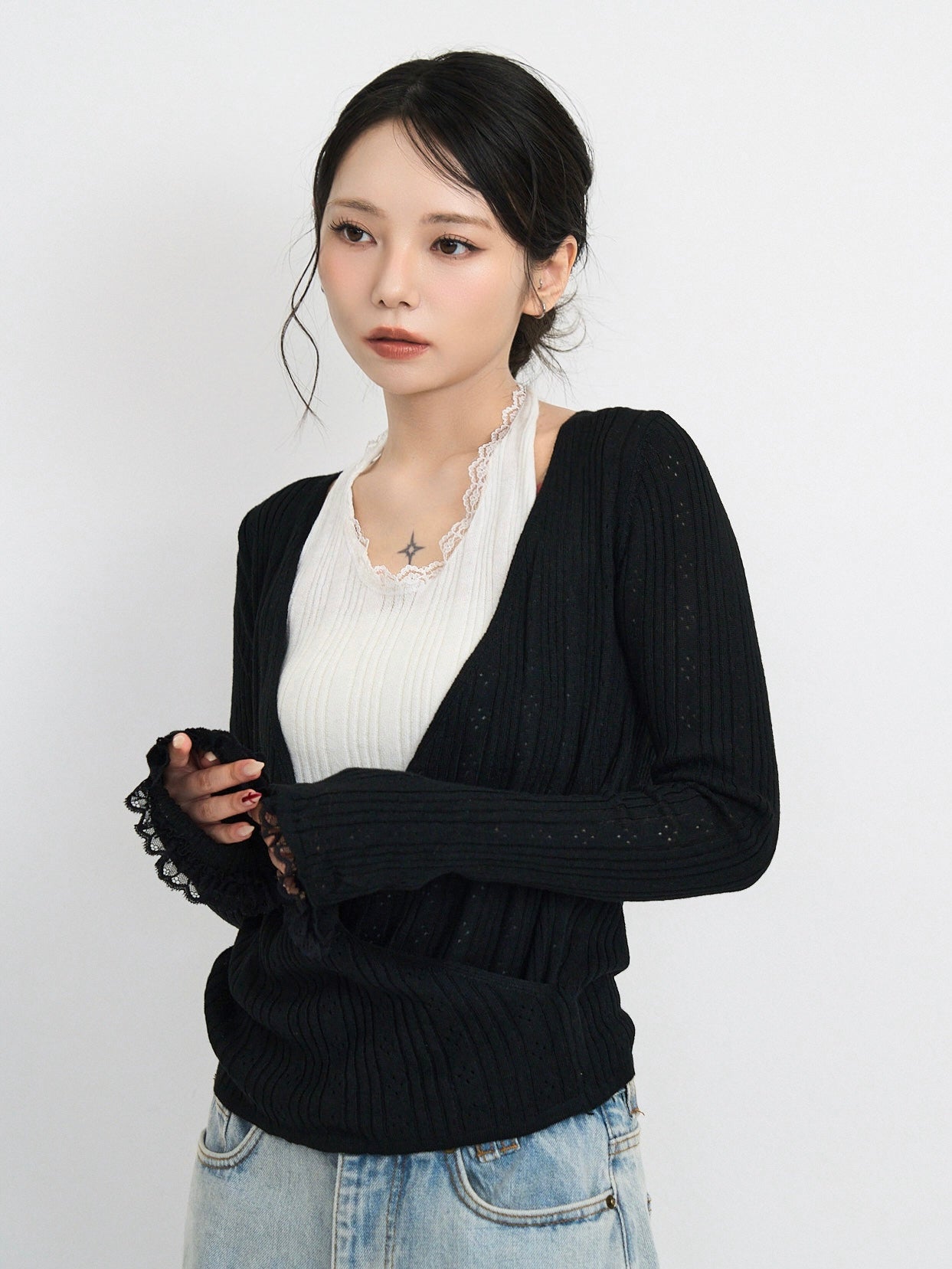 deep v neck cardigan