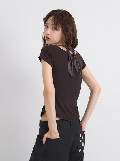 eyelet halter layered tops