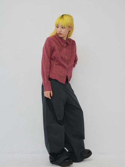 sleeve detail check shirt