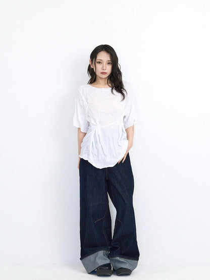 wrinkle adjustable button tops