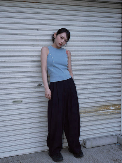wide stripe tuck pants