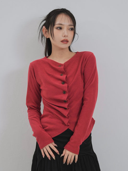 asymmetry frill blouse t
