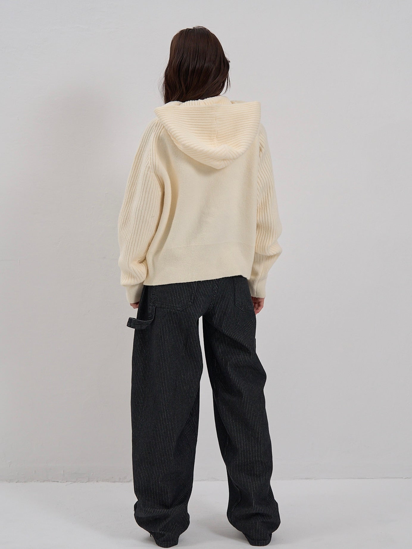 high-neck button knit cardigan