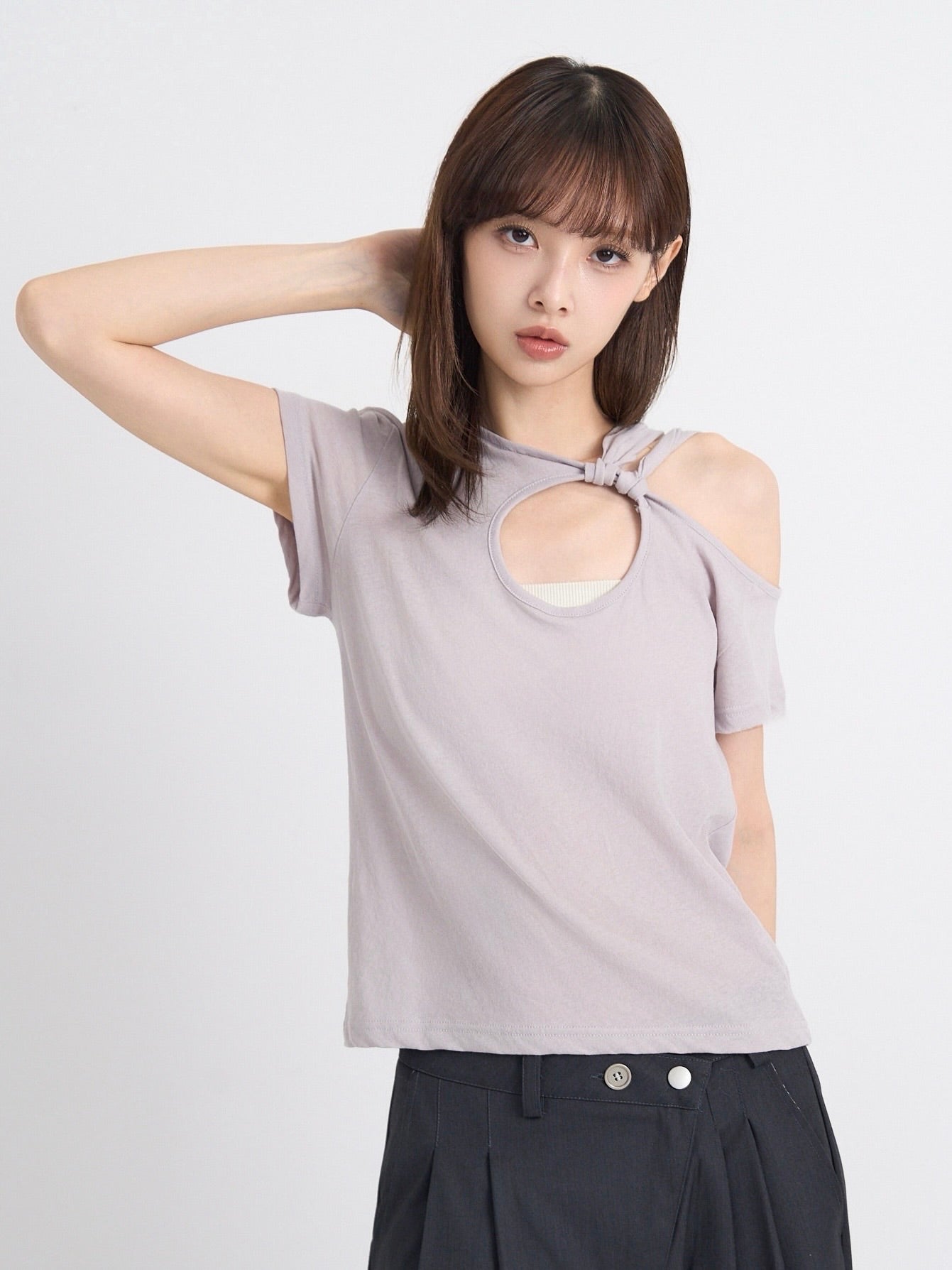one shoulder cut tops
