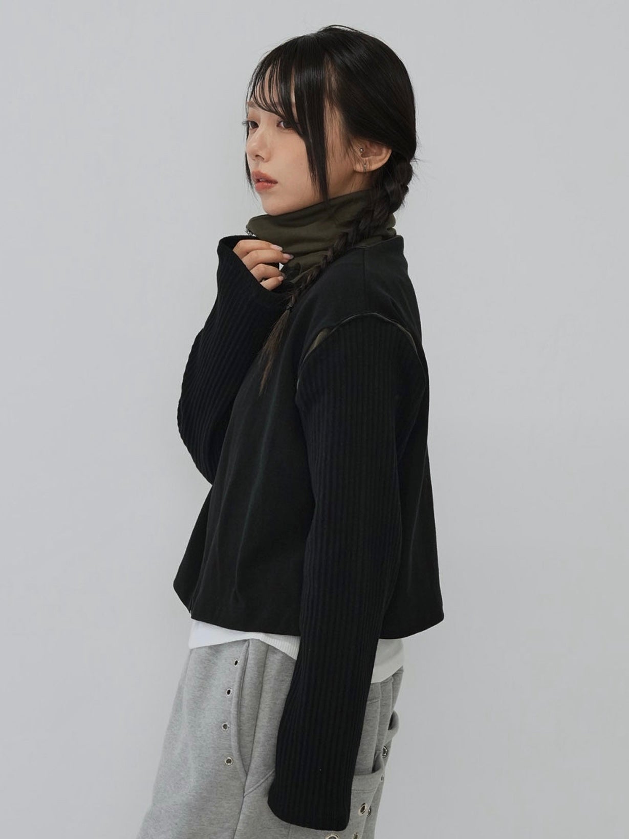 color block two way zip jacket