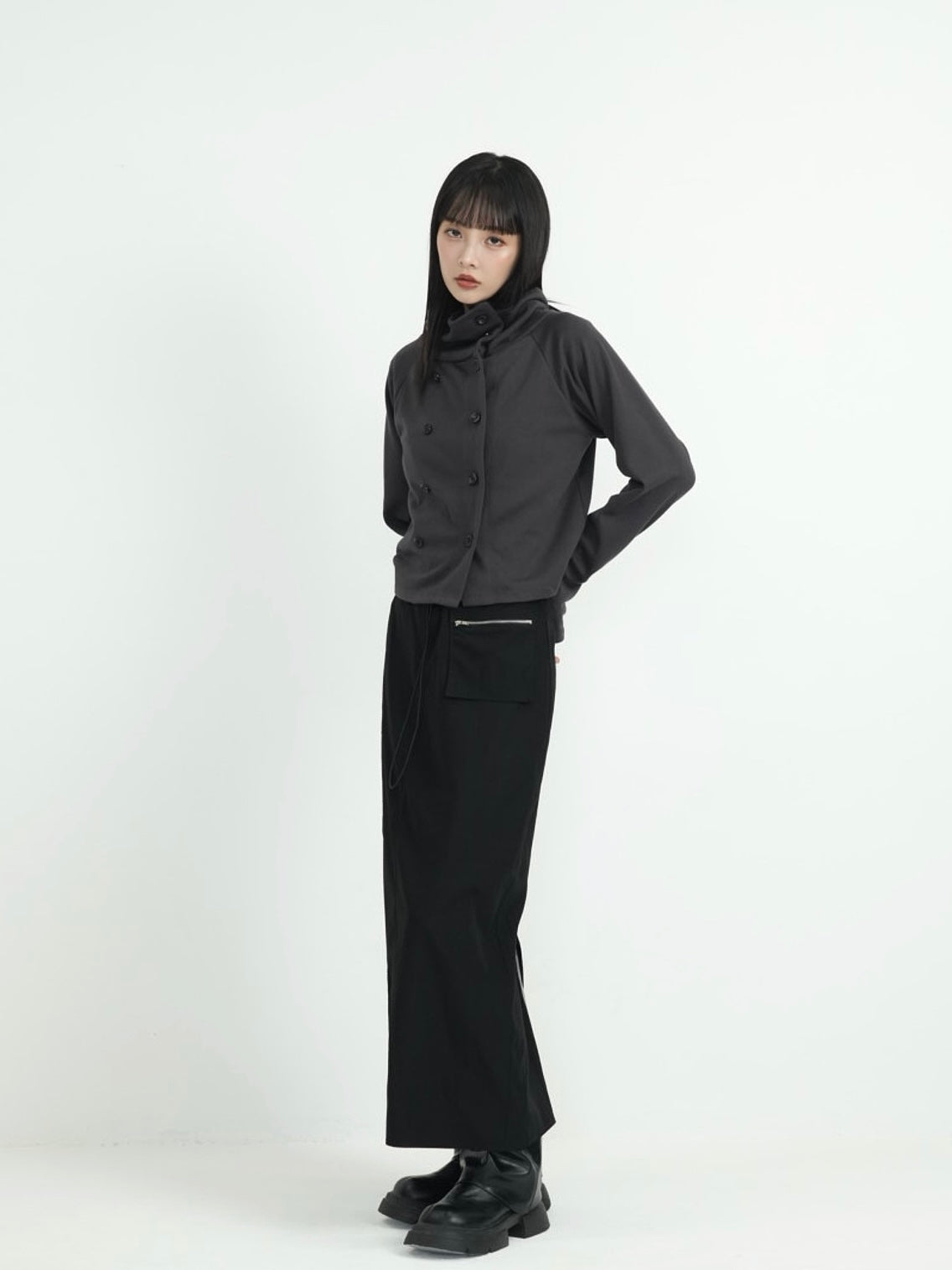 minimal double button cardigan