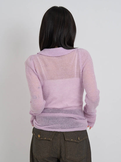 light sheer polo knit