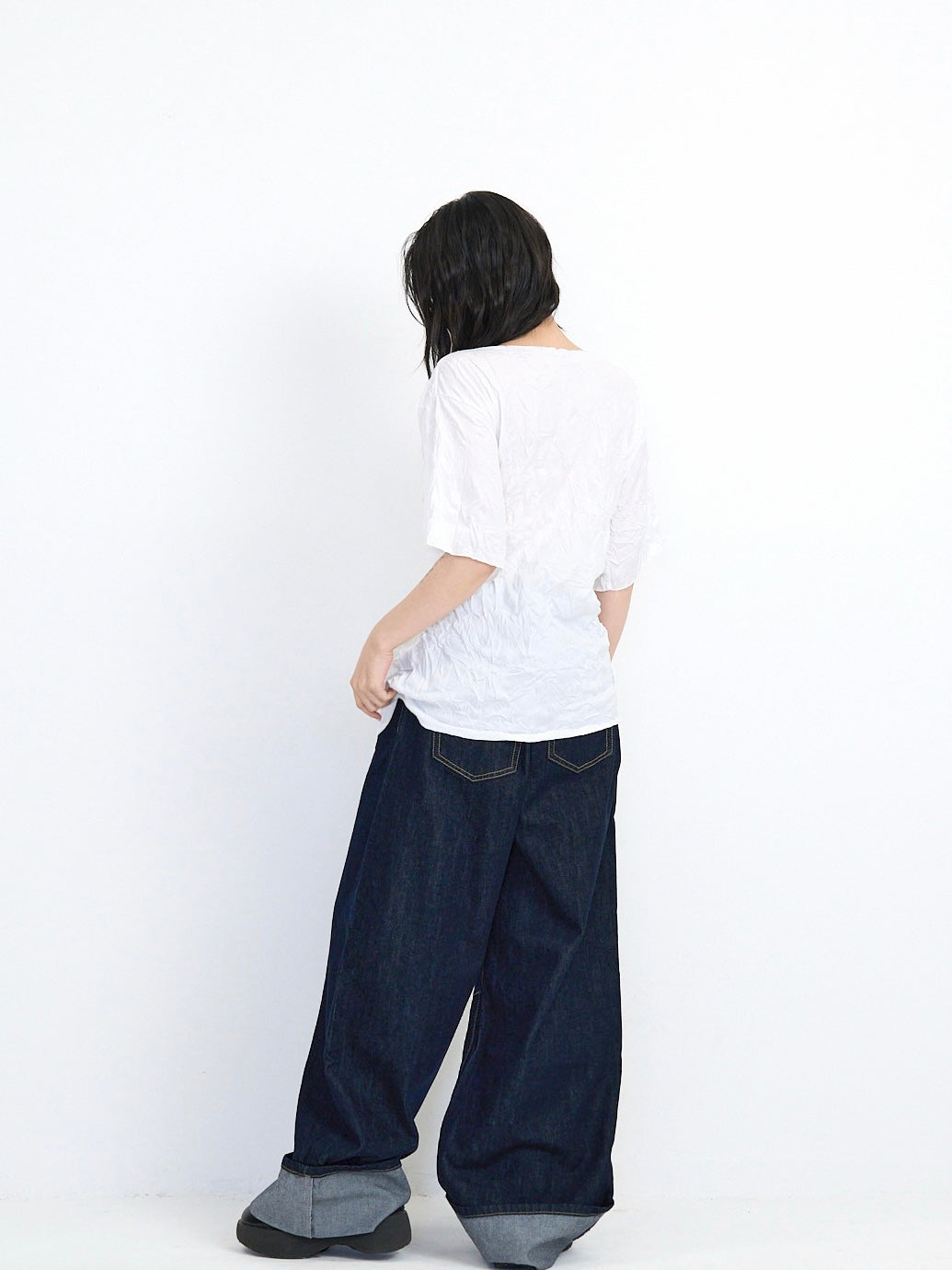 wrinkle adjustable button tops