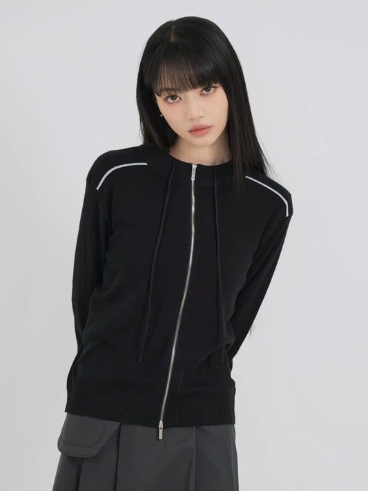 w zip line knit tops