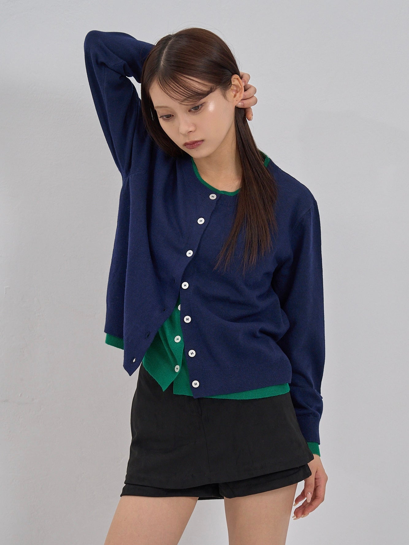 layered panel cardigan