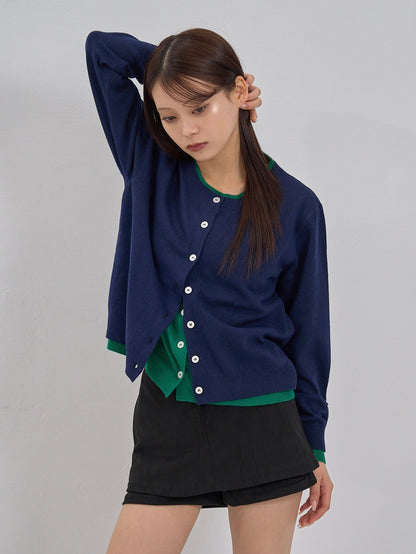 layered panel cardigan