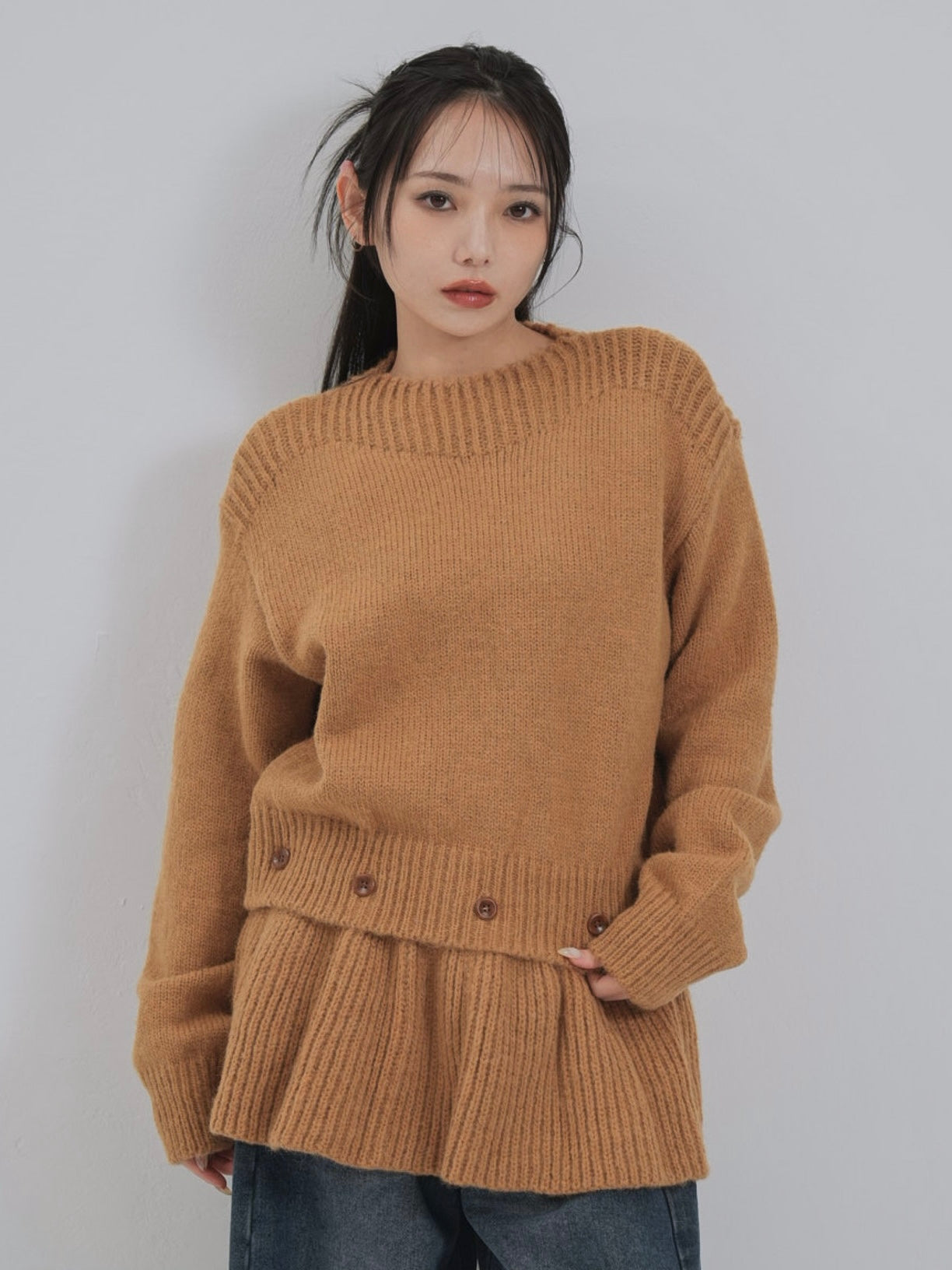 2way layered hem knit