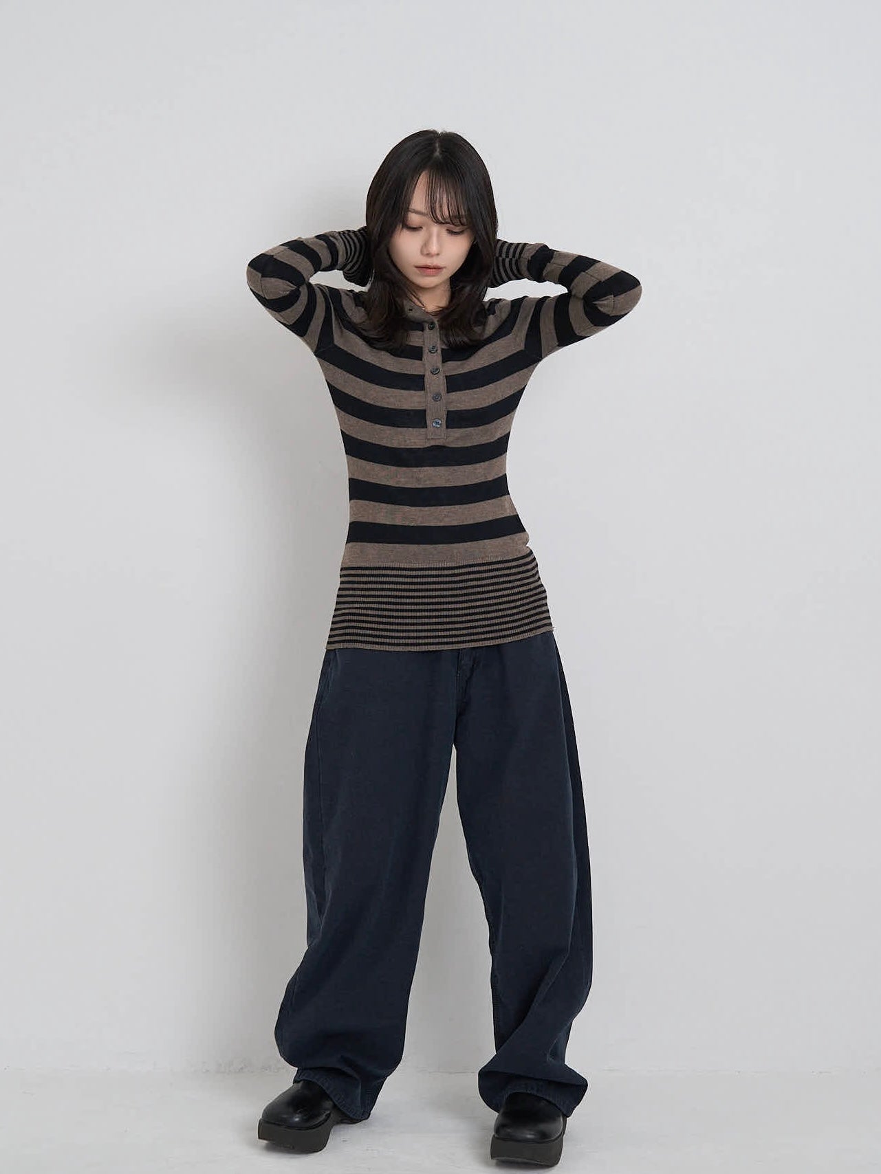 tight stripe hood knit